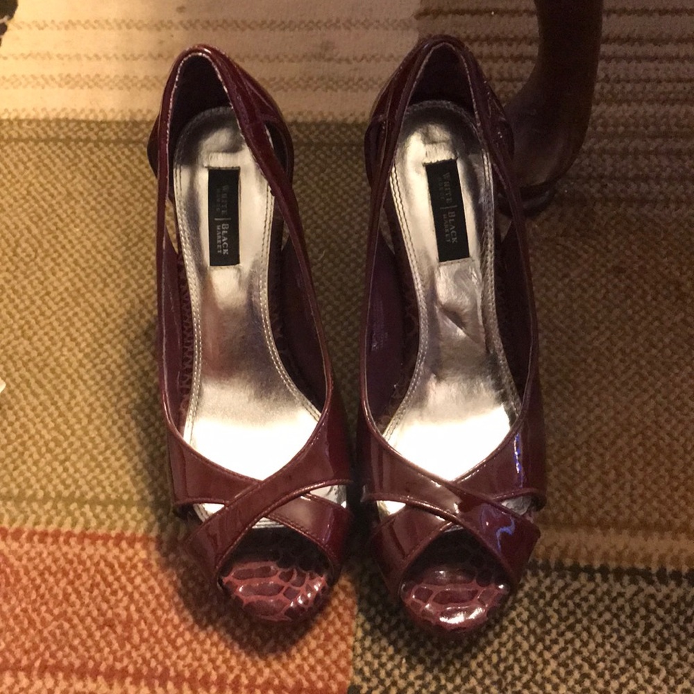 Red around 7 inch heels